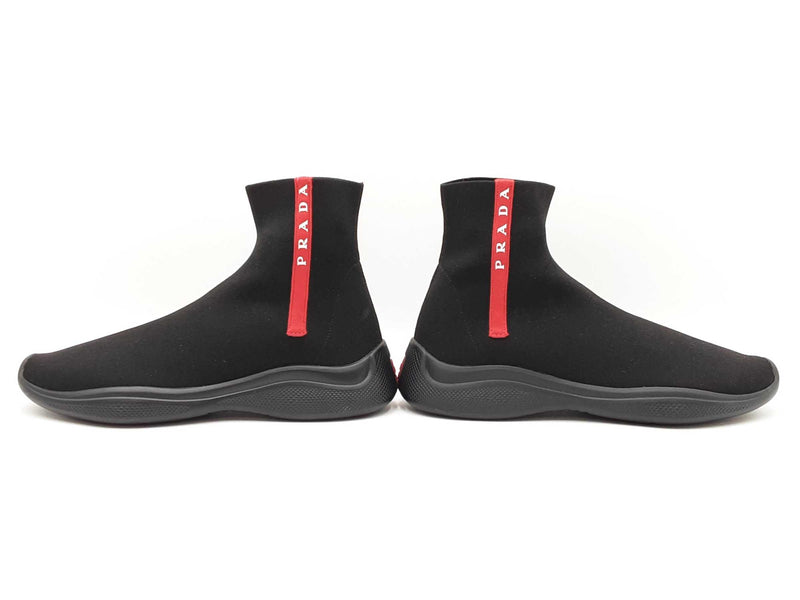 Prada Sport Logo Black Sock-knit High Top Sneakers Size Us 6 Men's Fw0825rzdu