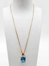 Blue Topaz 18k Yellow Gold 19.1g Pendant Chain Necklace 19 In Do0126loxzde