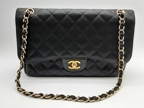 Chanel Double Flap Black Caviar Quilted Leather Shoulder Bag Do0124oixzde