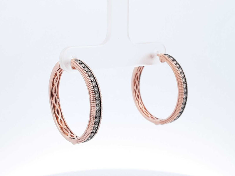 Le Vian 0.72 Cttw Diamond Hoop Earrings In 14k Rose Gold 7.9 Grams Fw0525prxdu