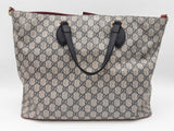 Gucci 453705 Tan Navy Gg Supreme Coated Canvas Red Leather Tote Bag Do0625pxzde