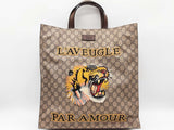 Gucci Gg Supreme L'aveugle Par Amour Tiger Vertical Tote Bag Sd0526orzde