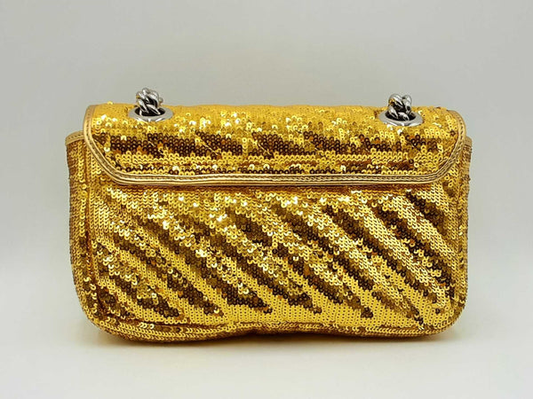 Gucci Gg Marmont Gold Sequin Chain Shoulder Bag Fw1224cxzdu