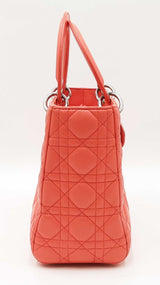 Christian Dior Lambskin Cannage Lady Dior Coral Hand Bag Sd0725lozxdu