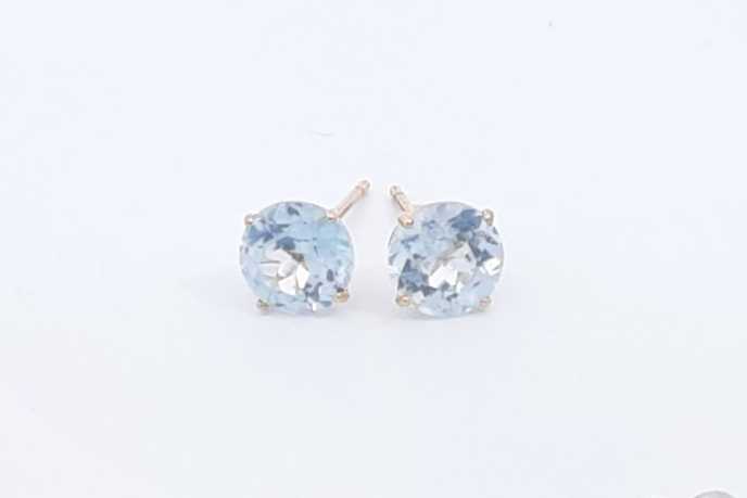 Light Blue Gemstone Stud Earrings In 10k Yellow Gold 0.5 Grams Eb1124lrsa