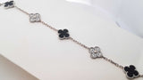 Van Cleef & Arpels Alhambra Bracelet 18k Gold Diamond & Onyx 7.5 In Fw0426czxzdu