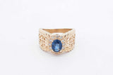 Blue Gemstone & Diamond Ring In 14k Yellow Gold 5.8 Grams Size 6.75 Eb0826wexsa