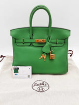 Hermes Birkin 25 Bambou Green Swift Gold Hardware Handbag Do1225lirxzde