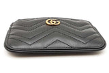 Gucci Black Calfskin Matelasse Gg Marmont Zip Key Pouch Wallet Eb0925oxzdu
