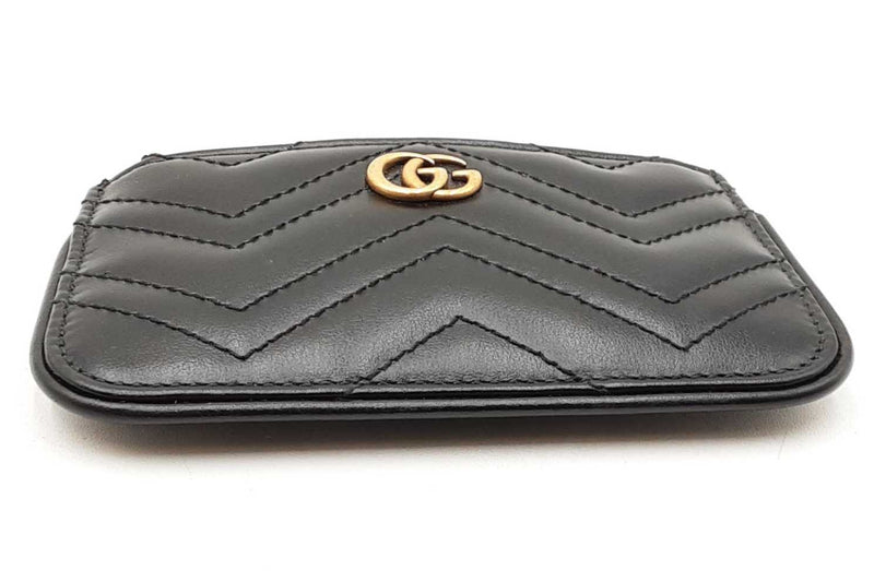 Gucci Black Calfskin Matelasse Gg Marmont Zip Key Pouch Wallet Eb0925oxzdu