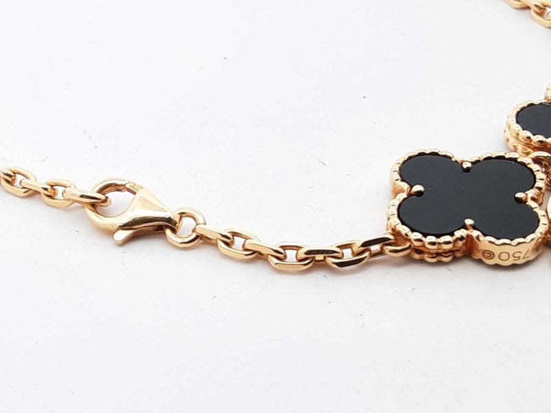 Van Cleef & Arpels Alhambra Onyx 18k Yellow Gold Necklace 21.7g 16 Inch Eb0824ipzxmia