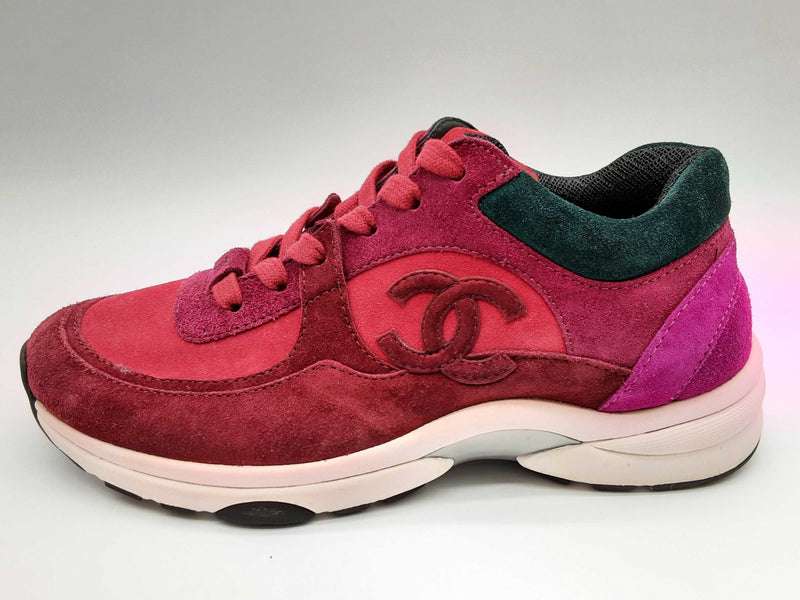 Chanel Cc Burgundy Red Suede Low Top Shoes Size Eu 35 Do0225ixde