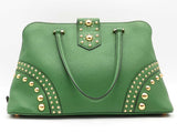 Prada Saffiano Leather Studded Promenade Satchel Green Aa0826wxzsa