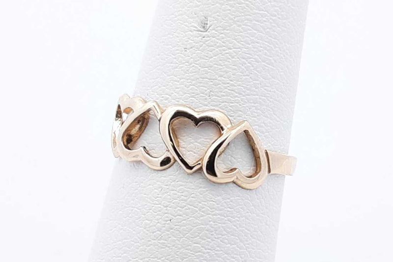 14k Yellow Gold Ring With Heart Design 1.4 Grams Size 6 Eb1024prsa