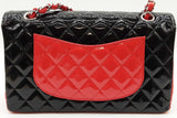 Chanel Double Flap Quilted Red & Black Patent Leather Shoulder Bag Eb1225wrxzde