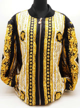 Gianni Versace Barocco Black Yellow Quilted Bomber Jacket Size It56 Do0625loxzde