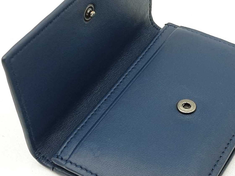 Bottega Veneta Intrecciato Card Wallet In Navy Blue Leather Fw1025ozxdu