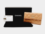 Chanel Timeless Flap Wallet In Diamond-quilted Tan Caviar Leather Fw0226erxdu
