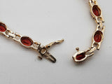 Red Garnet 14k Yellow Gold 9.73g Tennis Bracelet 7.25 In Do0325rxzde