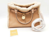 Michael Kors Hamilton Pale Pink Leather Shearling Satchel Do0926pxde
