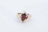 Exquisite 10k Yellow Gold Ring With Red Stone 4.61 Grams Size 6.5 Eb0524lwxsa