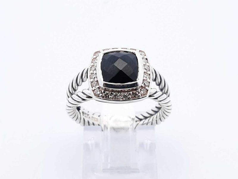David Yurman Onyx, Diamond & Sterling Silver Petite Albion Ring 5.3 Grams Size 6.25 Fw0525oxzdu