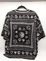 Versace Black White Medusa Heart Bandana Print Silk Shirt Size 40 Do1026lrxde