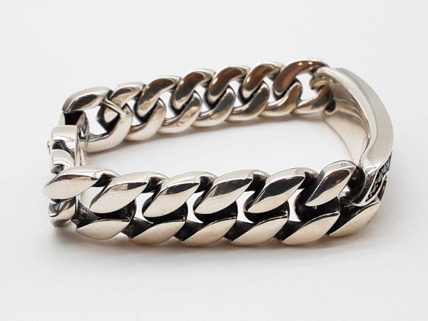David Yurman Black Diamonds 0.925 Silver 111.1g Curb Chain Id Bracelet 7.5 In Do0625oxzxde