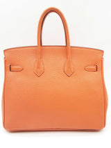 Hermes Birkin 25 Potiron Orange Togo Palladium Hardware Handbag Do1023lerxzde