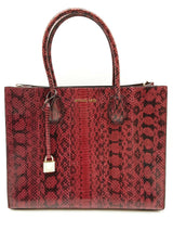 Michael Kors Mercer Burgundy Red Genuine Snake Skin Tote Bag Do0626rxde