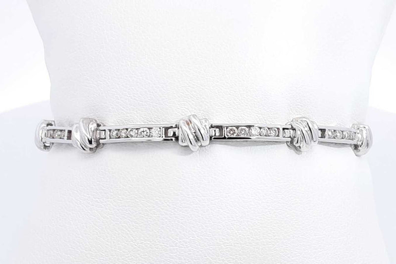 Approx. 1.35ctw Diamond Bracelet In 14k White Gold 12.3 Grams 7 Inch Eb0624icrsa