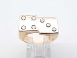 0.35 Ctw Diamond & 14k Yellow Gold Lucky 7 Dice Ring 10.1g Size 8.25 Fw0926rixdu