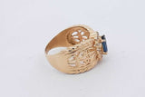 Blue Gemstone & Diamond Ring In 14k Yellow Gold 5.8 Grams Size 6.75 Eb0826wexsa