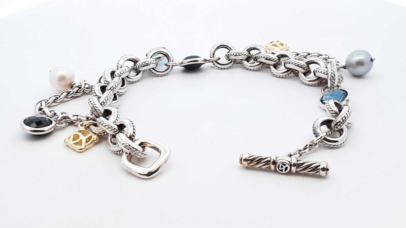 David Yurman Sterling Silver Old World Charm Bracelet 31.6 Gram 7 In Fw0425ozxdu