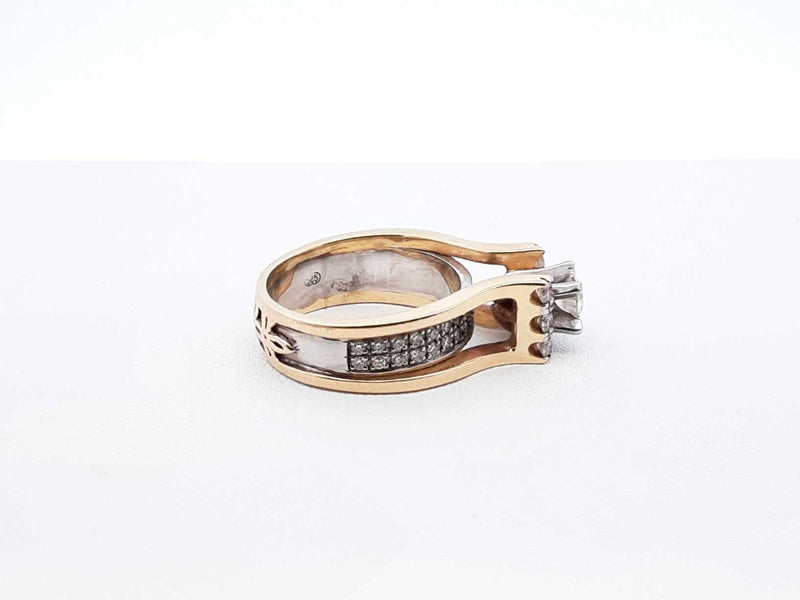 0.83 Cttw Diamond & Two-tone 14k Yellow Gold Ring 7.7 Gram Size 6.25 Fw0925rxzdu
