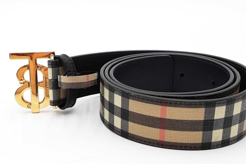 Burberry Check Belt With Gold Tone Tb Buckle Eb1024lxzdu