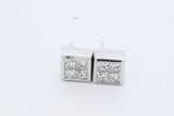0.8cttw Princess Cut Diamond Stud Earrings 14k White Gold 3.1 Grams Eb0626pcxdu