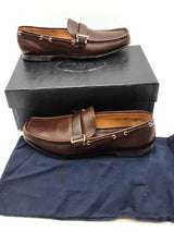 Prada Brown Leather Loafers Size 10 Eb0126lorde