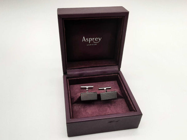 Asprey London 18k White Gold 20.4g Rectanglular Cuff Links Do1224srxde