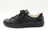 Gucci Ace Sneakers In Gg-embossed Perforated Black Leather Size 10.5 Fw0626lordu