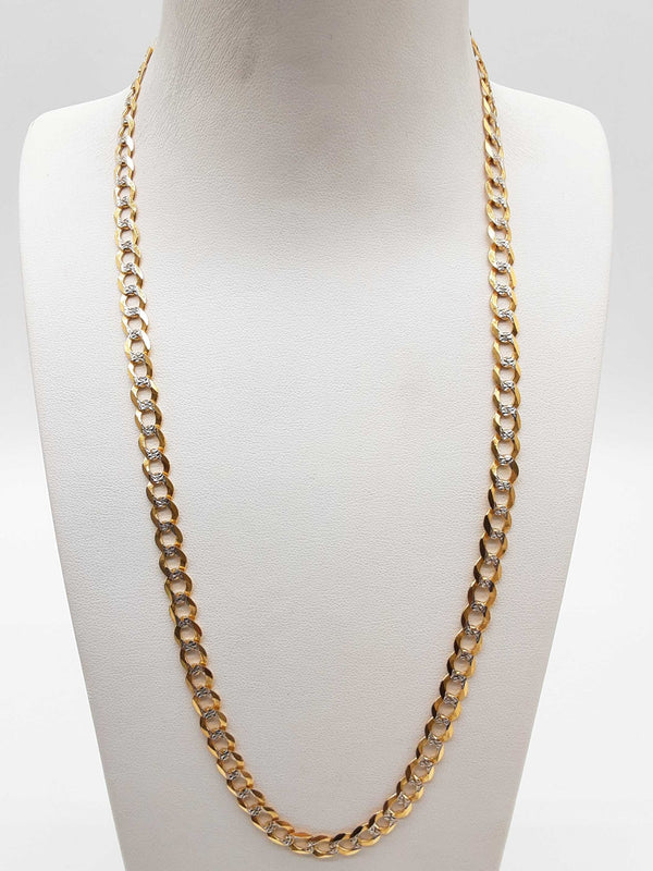 14k Two-tone Gold 15.7g Solid Diamond Cut Curb Chain 20 In Do0225crxde