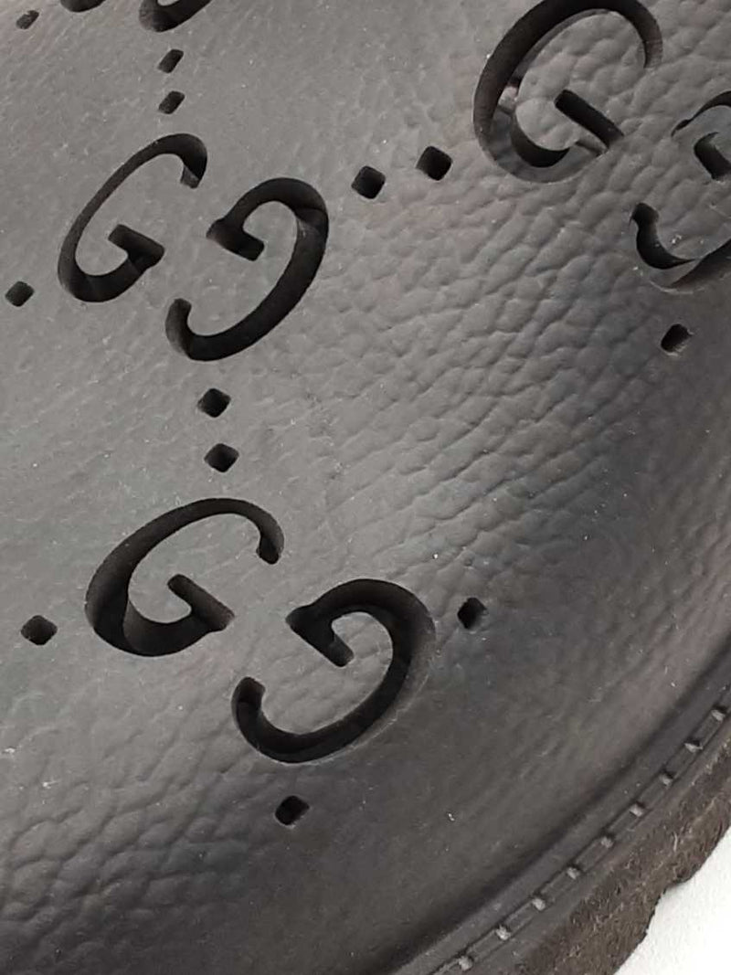 Gucci Perforated Gg Black Rubber Slip-on Sandals Size Us 7 Men's Fw1125lzxdu