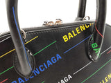Balenciaga Small Ville Top Handle Bag In Logo Printed Black Leather Fw0925orxdu