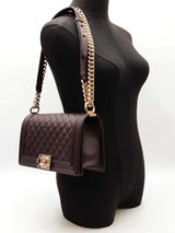 Chanel Boy Bag In Dark Brown Quilted Lambskin Fw0725lixzdu