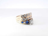 3.0 Cttw Diamond & Sapphire Wedding Ring In 14k Gold 9.9g Size 6.25 Fw0826lcrxdu