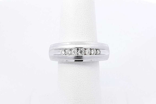 0.49ctw Diamond Ring In 10k White Gold 5.1 Grams Size 10 Eb1125owrdu