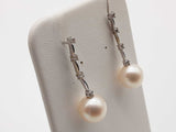 White Pearl 14k White Gold 4.3g Dangle Stud Earrings Do0725lorde