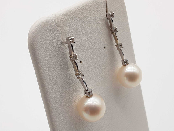 White Pearl 14k White Gold 4.3g Dangle Stud Earrings Do0725lorde