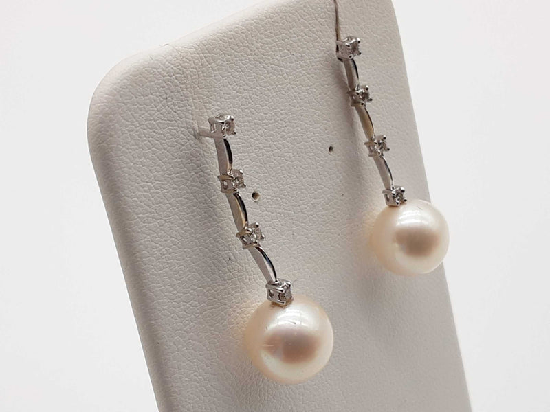 White Pearl 14k White Gold 4.3g Dangle Stud Earrings Do0725lorde
