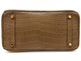 Hermes Birkin 30 Matte Brown Green Crocodile Gold Handbag Do0625wprxzde